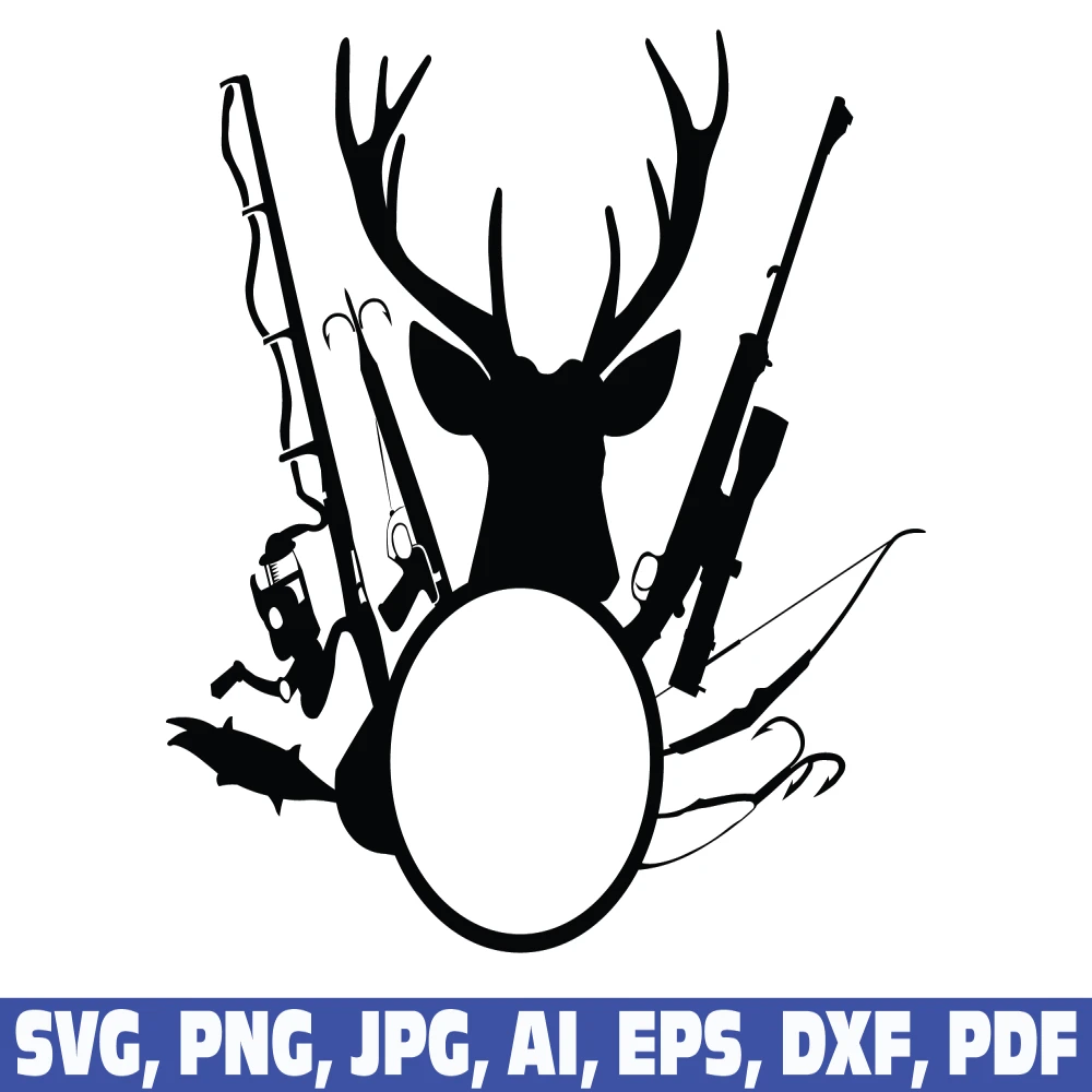 deer monogram svg, hunting fishing svg, fishing svg, hunting svg